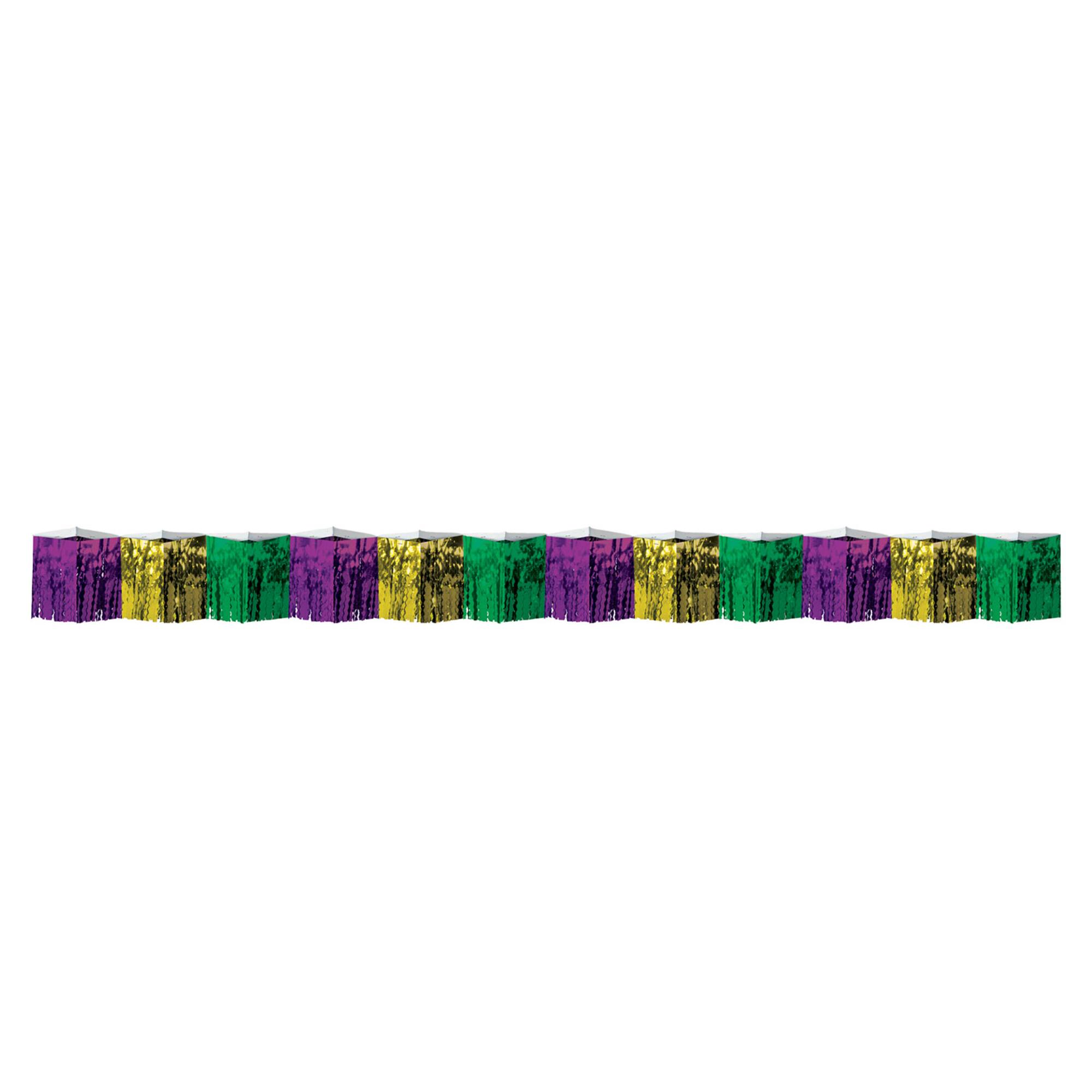 Beistle 12" x 12ft. Mardi Gras 2-Ply Diamond Metallic Fringe Drape